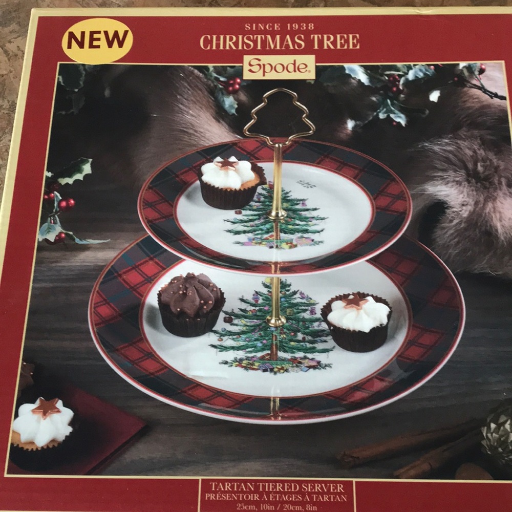 Spode Christmas Tree Tartan tiered server